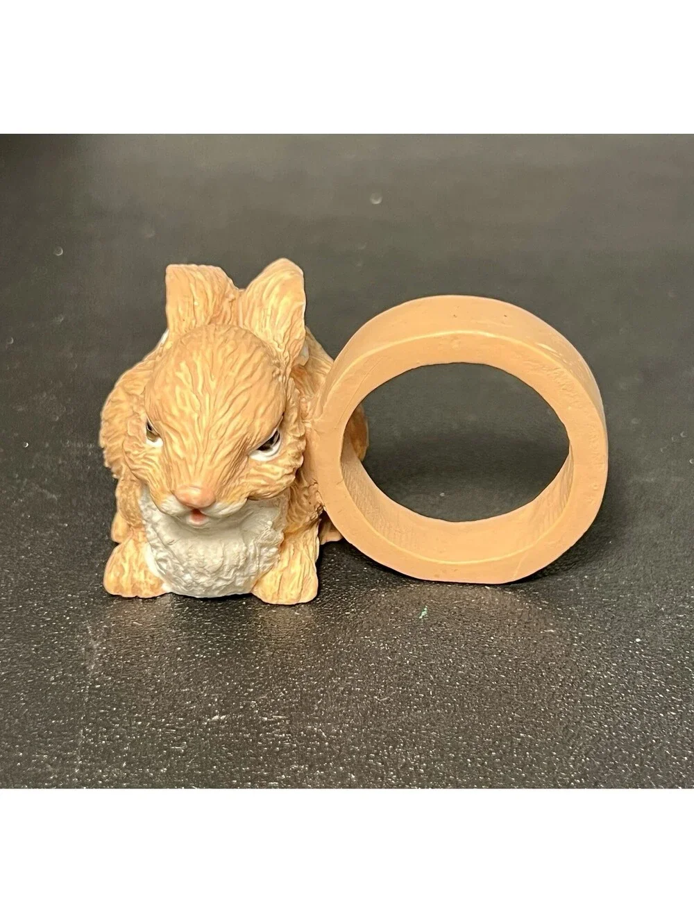 Vintage 1990s Set Of 10 Bunny Rabbit Figural Resin Napkin Rings, 2.5x2”